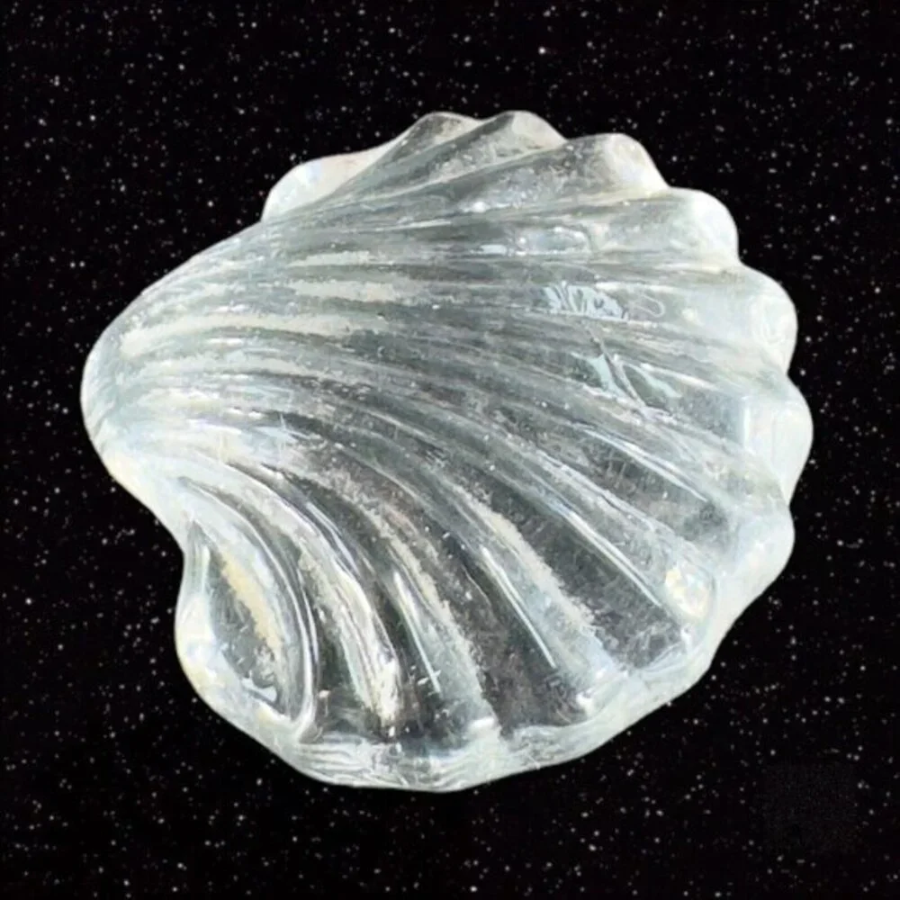 Clear Miniature Art Glass Nautical Theme‎ Shell Figurine Small Paperweight Glass
